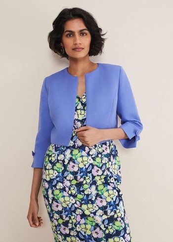 Phase Eight Zoelle Bow Detail Jackets Blue Canada | XGKBNI-935